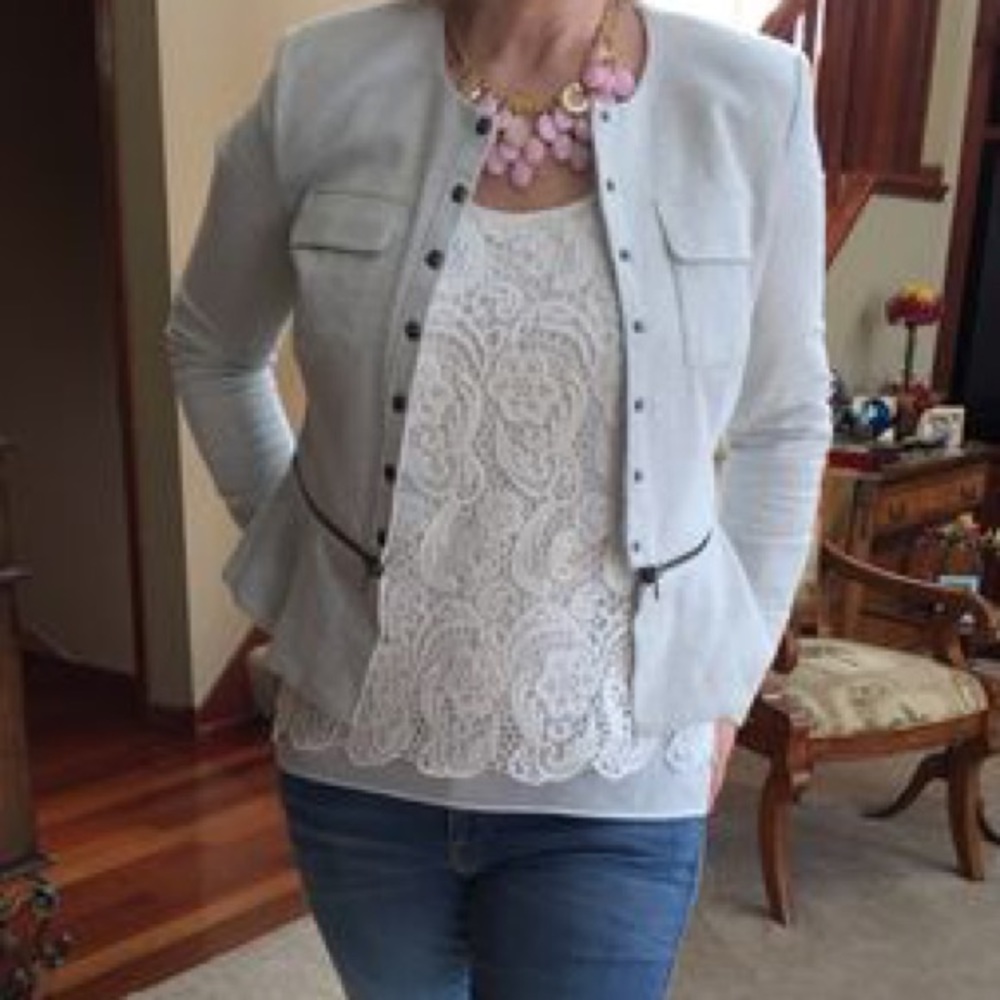 CAbi White Bobbin Lace Tank